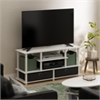 Pemberly Row Large TV Stand for up to 55-Inch TV with Storage White/Black