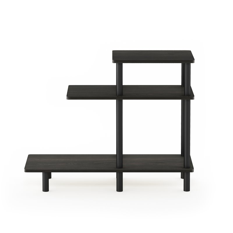 Pemberly Row Turn-N-Tube Wood 3-Tier Sofa Side Table in Espresso/Black