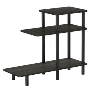 Pemberly Row Turn-N-Tube Wood 3-Tier Sofa Side Table in Espresso/Black