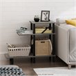 Pemberly Row Turn-N-Tube Wood 3-Tier Sofa Side Table in Oak Gray/Black