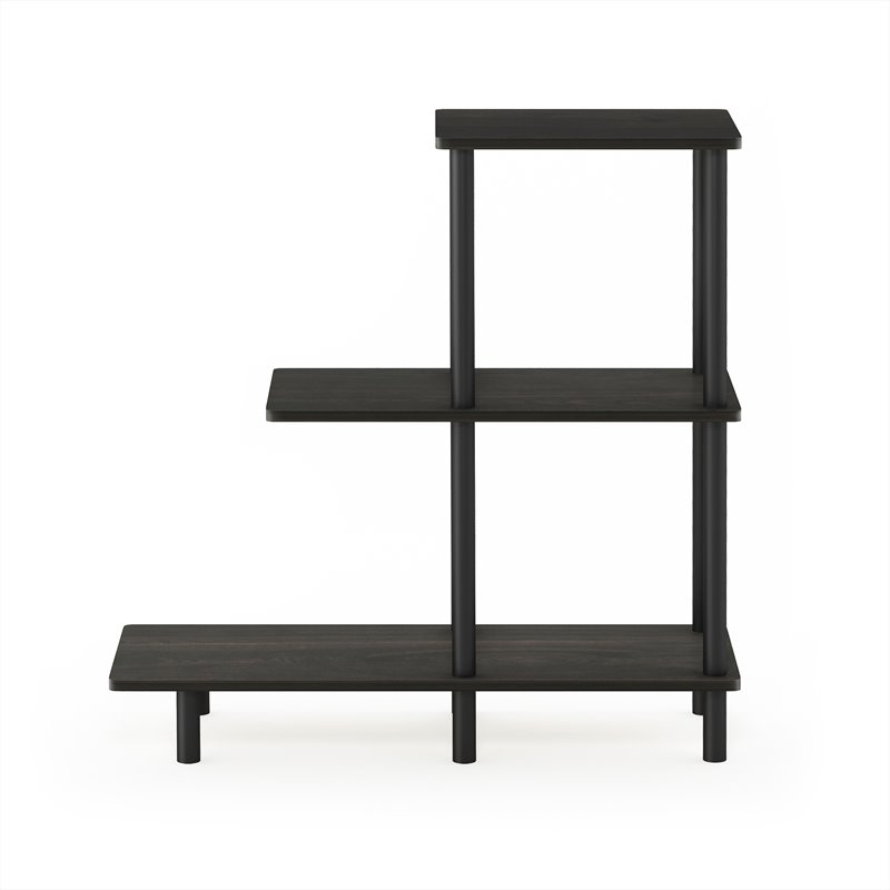 Pemberly Row Turn-N-Tube Engineered Wood 3-Tier Tall Sofa Side Table in Espresso