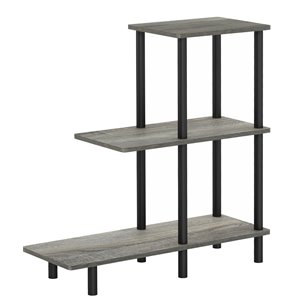 Pemberly Row Turn-N-Tube Engineered Wood 3-Tier Tall Sofa Side Table in Oak Gray