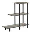 Pemberly Row Turn-N-Tube Engineered Wood 3-Tier Tall Sofa Side Table in Oak Gray