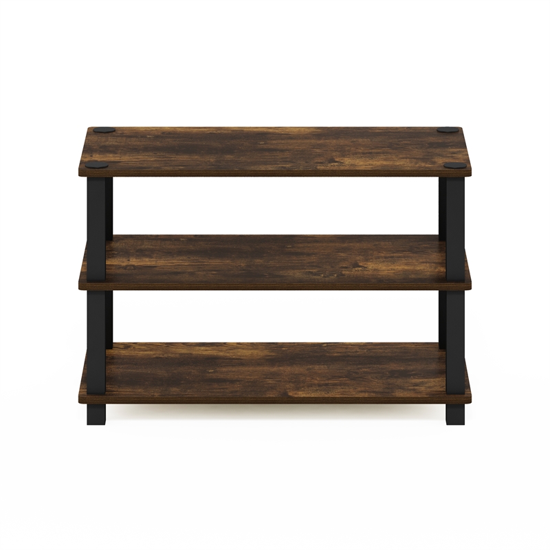 Pemberly Row Turn-S-Tube 3-Tier Shoe Rack in Amber Pine/Black