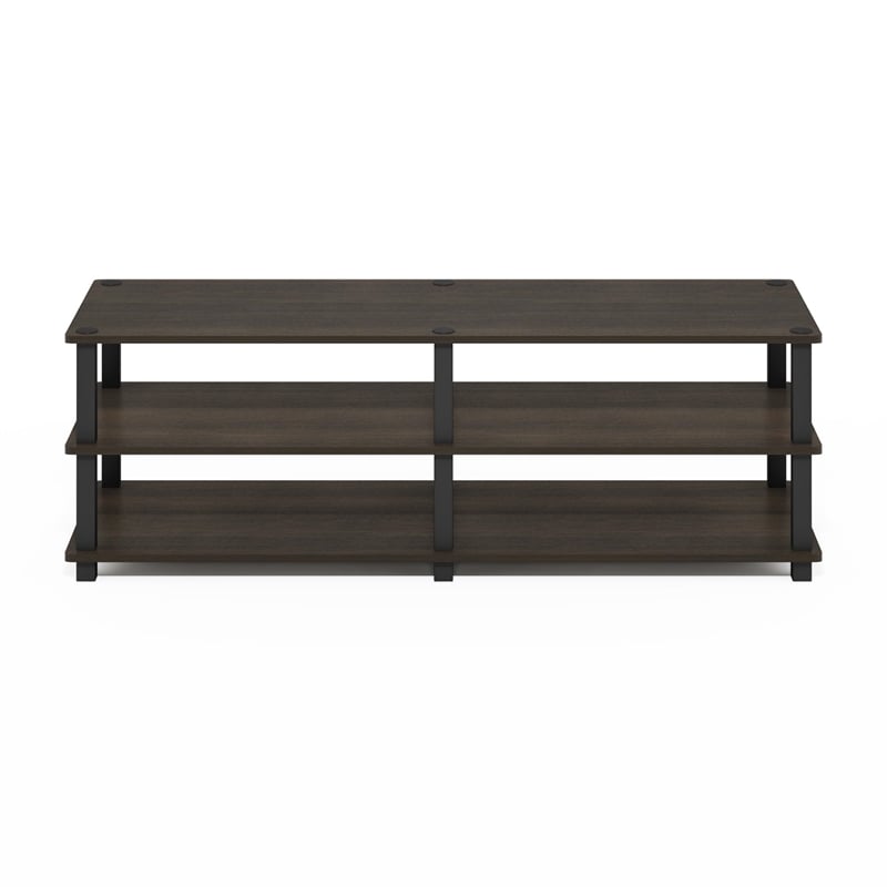 Pemberly Row Turn-S-Tube Wood 3-Tier Shoe Storage Rack in Dark Brown/Black