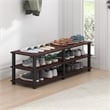 Pemberly Row Turn-S-Tube Wood 3-Tier Shoe Storage Rack in Dark Cherry/Black
