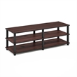 Pemberly Row Turn-S-Tube Wood 3-Tier Shoe Storage Rack in Dark Cherry/Black