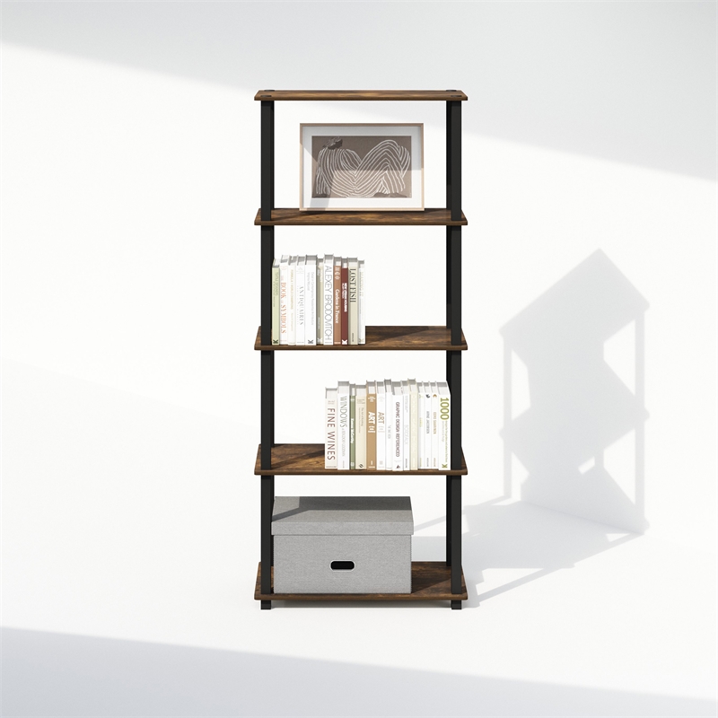 Pemberly Row Turn-S-Tube 3-Tier Shelf Display Rack in Amber Pine Set of 2