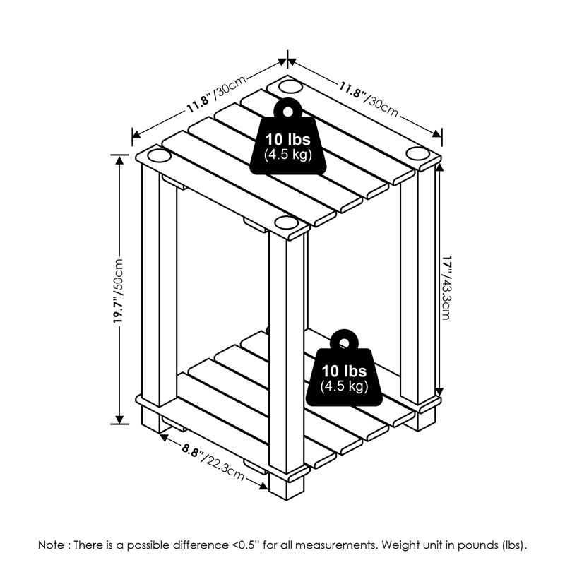 Pemberly Row 2-Tier Turn-N-Tube Indoor Outdoor Plant Shelf Wood Natural/Black