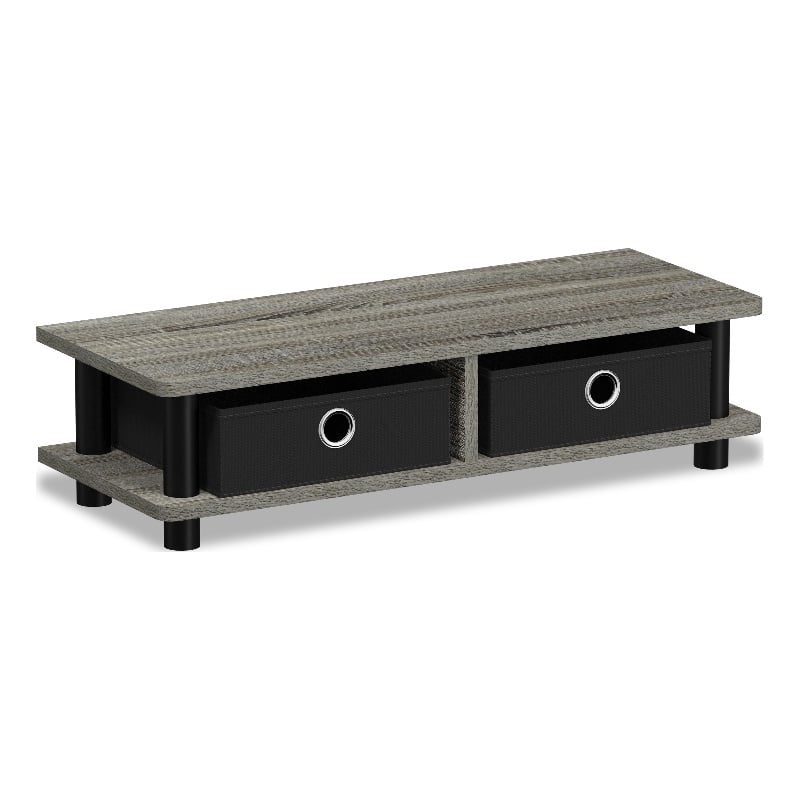 Pemberly Row Contemporary Turn-N-Tube Monitor Stand in French Oak/Black