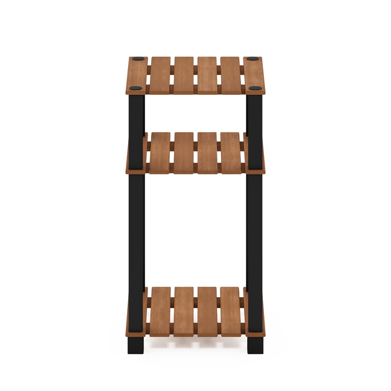 Pemberly Row 3-Tier Turn-N-Tube Indoor Outdoor Plant Shelf Wood Natural/Black