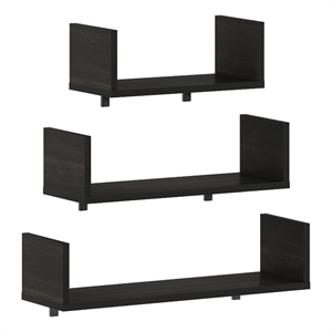 Pemberly Row Bedroom Decor Wall Mounted Floating Display Shelves in Set of 3