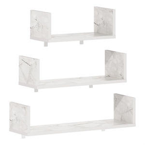 Pemberly Row Bedroom Decor Wall Mounted Floating Display Shelves in Set of 3