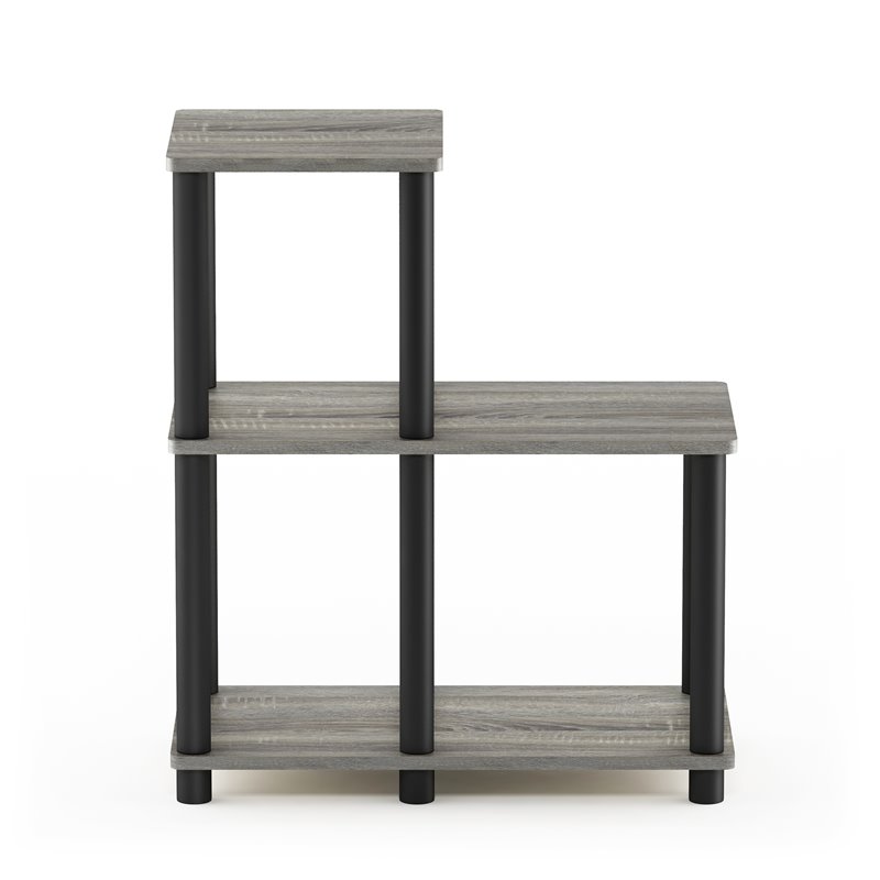 Pemberly Row Turn-N-Tube Wood Accent Decorative Shelf in French Oak Gray/Black