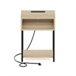 Pemberly Row USB and Type-C Charging Port Open Storage Side Table Bauhaus Oak