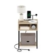 Pemberly Row USB and Type-C Charging Port Open Storage Side Table Bauhaus Oak