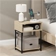 Pemberly Row USB and Type-C Charging Port Open Storage Side Table Bauhaus Oak