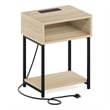 Pemberly Row USB and Type-C Charging Port Open Storage Side Table Bauhaus Oak