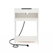 Pemberly Row USB and Type-C Charging Port Open Storage Side Table White