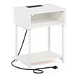 Pemberly Row USB and Type-C Charging Port Open Storage Side Table White