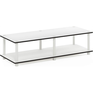 Pemberly Row Contemporary No Tools Wide TV Stand in Plain White