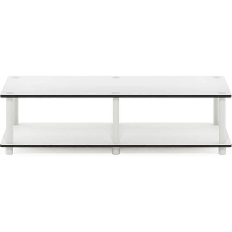 Pemberly Row Contemporary No Tools Wide TV Stand in Plain White