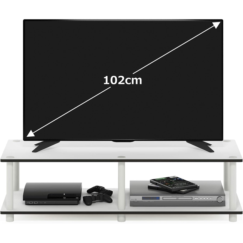 Pemberly Row Contemporary No Tools Wide TV Stand in Plain White