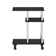 Pemberly Row U-shape Sofa Side Table with Casters Stainless Steel Tubes