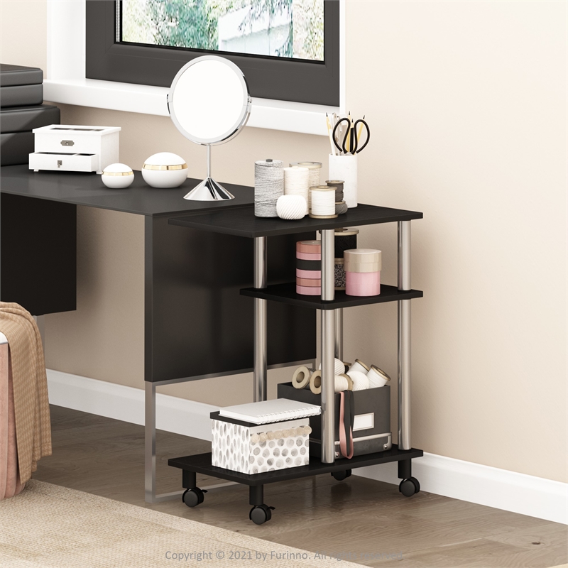 Pemberly Row U-shape Sofa Side Table with Casters Stainless Steel Tubes