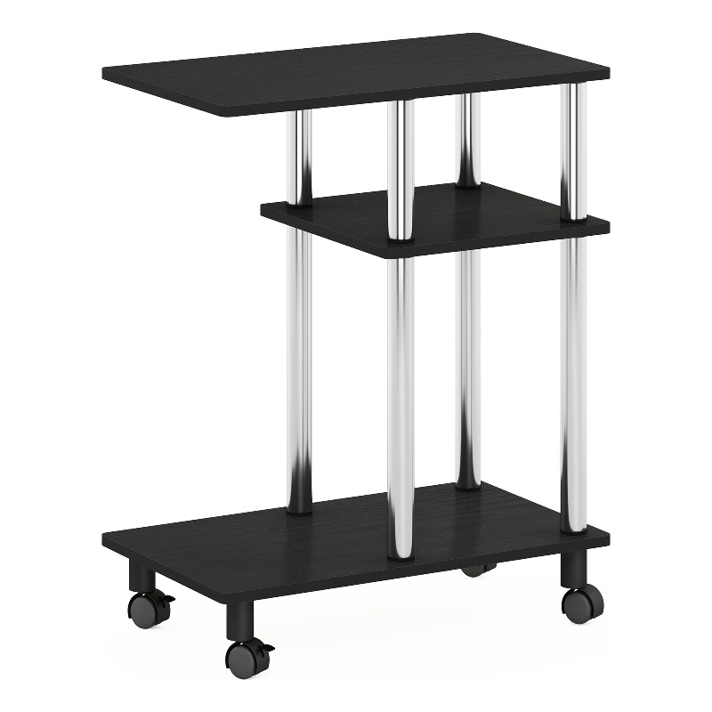 Pemberly Row U-shape Sofa Side Table with Casters Stainless Steel Tubes