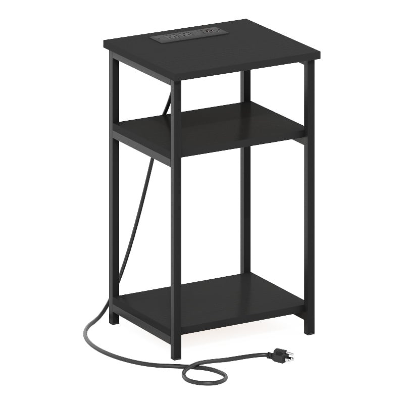 Pemberly Row 3-Tier USB and Type-C Charging Port Open Storage Side Americano