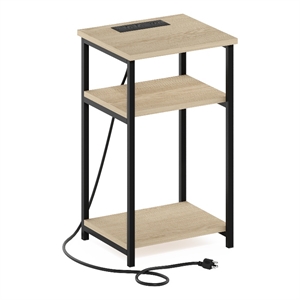 Pemberly Row 3-Tier USB and Type-C Charging Port Open Storage Bauhaus Oak