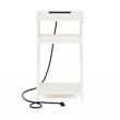 Pemberly Row 3-Tier USB and Type-C Charging Port Open Storage White