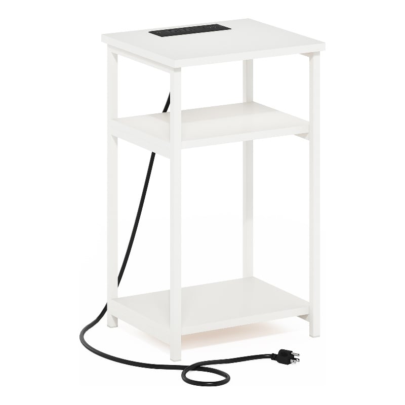 Pemberly Row 3-Tier USB and Type-C Charging Port Open Storage White