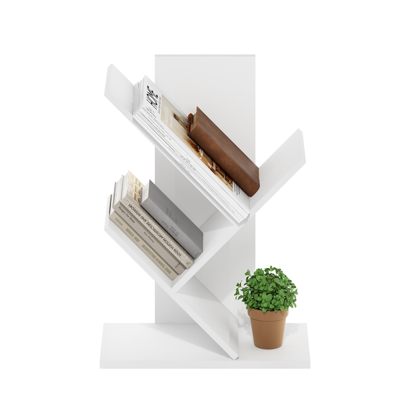 Pemberly Row Bookshelf 3-Tier Floor Standing Bookcase in White
