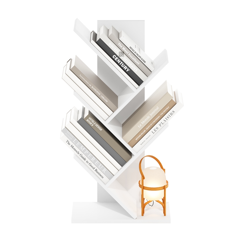 Pemberly Row Bookshelf 5-Tier Floor Standing Bookcase in White