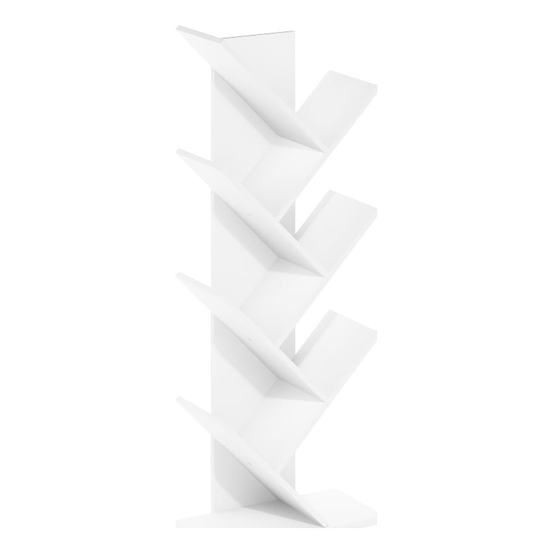 Pemberly Row Bookshelf 7-Tier Floor Standing Bookcase in White