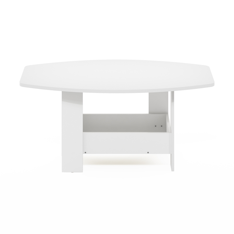Pemberly Row Contemporary Coffee Table with Storage Compartment in White