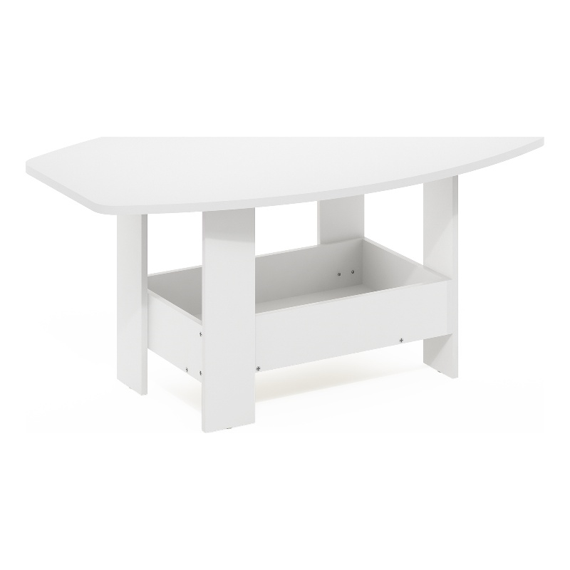 Pemberly Row Contemporary Coffee Table with Storage Compartment in White