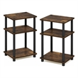 Pemberly Row 3-Tier Turn-N-Tube End Table in 2-Pack in Amber Pine/Black