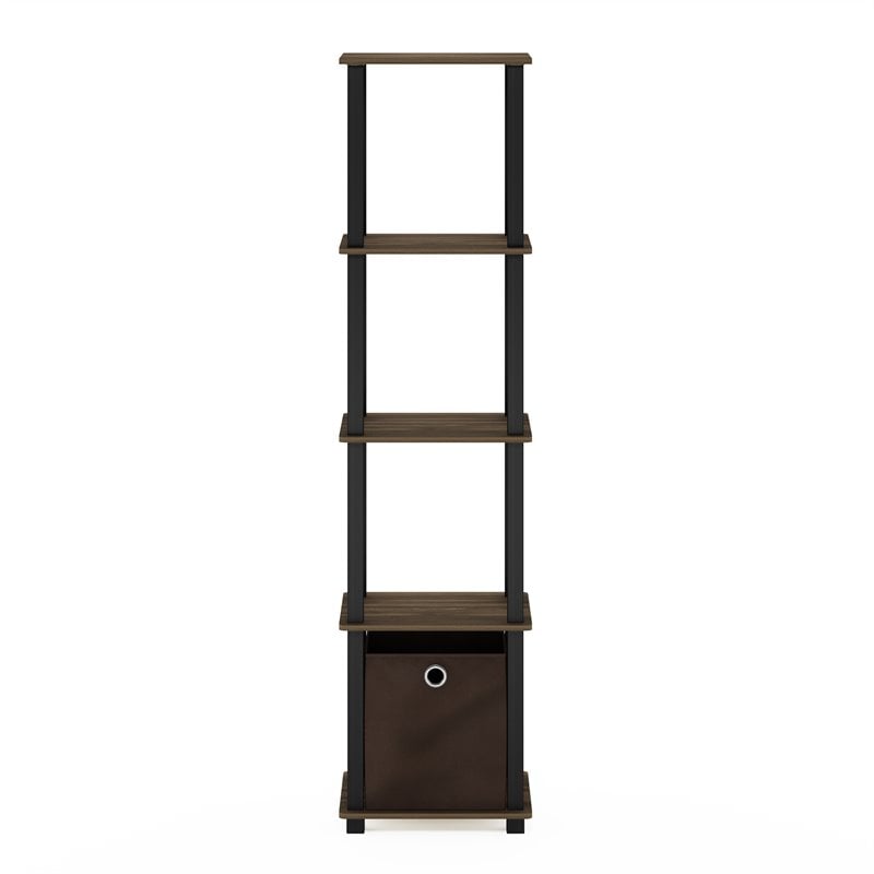 Pemberly Row Turn-N-Tube Wood 5-Tier Decorative Shelf in Columbia Walnut/Black