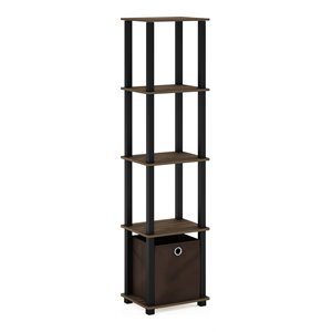Pemberly Row Turn-N-Tube Wood 5-Tier Decorative Shelf in Columbia Walnut/Black