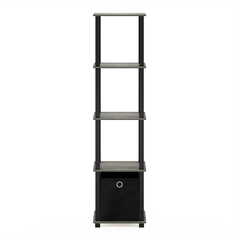 Pemberly Row Turn-N-Tube Wood 5-Tier Decorative Shelf in French Oak Gray/Black