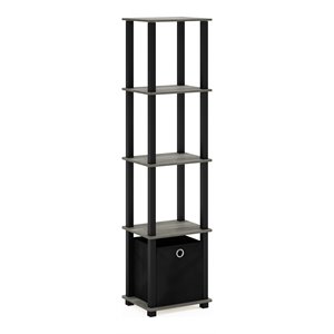 Pemberly Row Turn-N-Tube Wood 5-Tier Decorative Shelf in French Oak Gray/Black