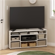 Pemberly Row Contemporary Corner TV Stand TV up to 55-inches in White