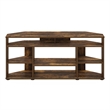 Pemberly Row Corner TV Stand TV up to 55 Inches in Amber Pine