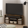 Pemberly Row Corner TV Stand TV up to 55 Inches in Amber Pine