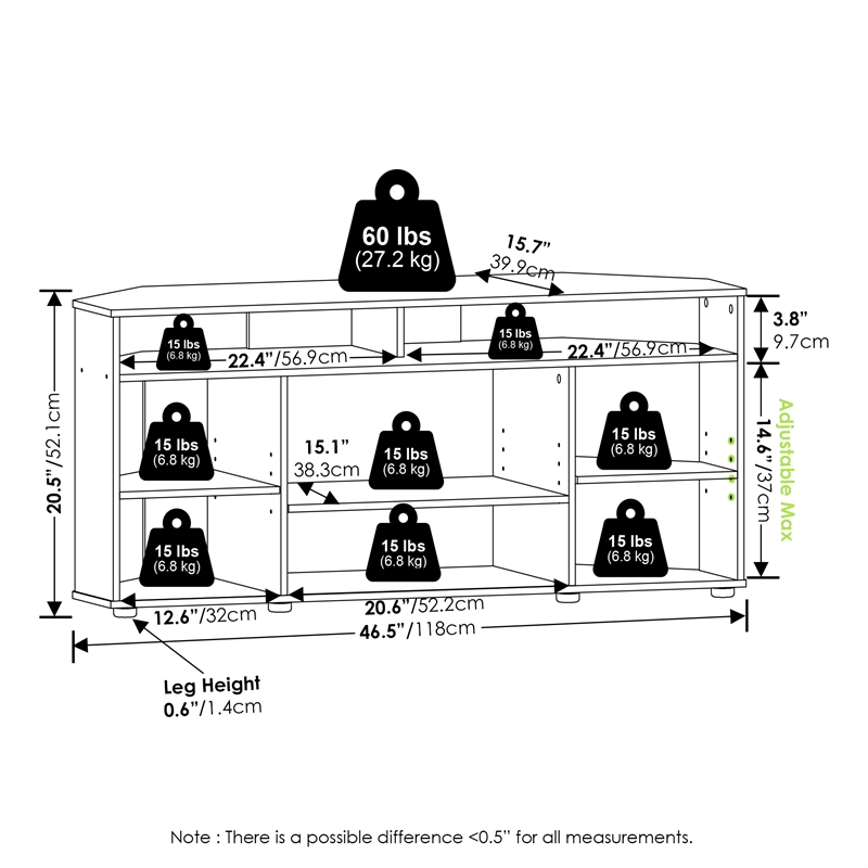 Pemberly Row Contemporary Corner TV Stand TV up to 55 Inches in Espresso
