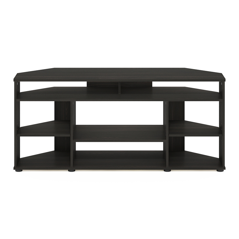 Pemberly Row Contemporary Corner TV Stand TV up to 55 Inches in Espresso