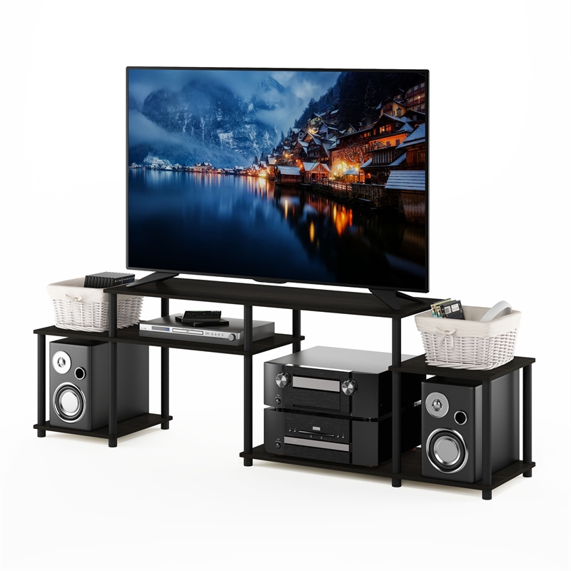 Pemberly Row Turn-N-Tube Handel TV Stand for TV up to 55-inch in Espresso/Black